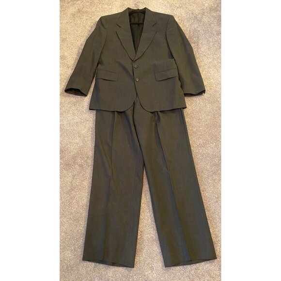 Oscar De La Renta 2 pc Gray Suit Single-Breast Jacket Blazer Pants XL - Picture 2 of 16